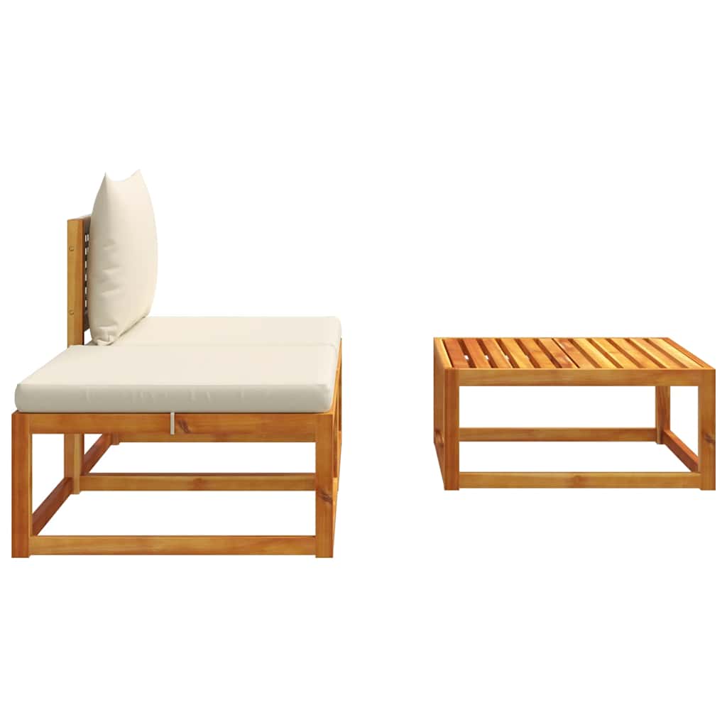 vidaXL Ensemble de canapés de jardin 3 pcs avec coussins Bois d'acacia et rotin