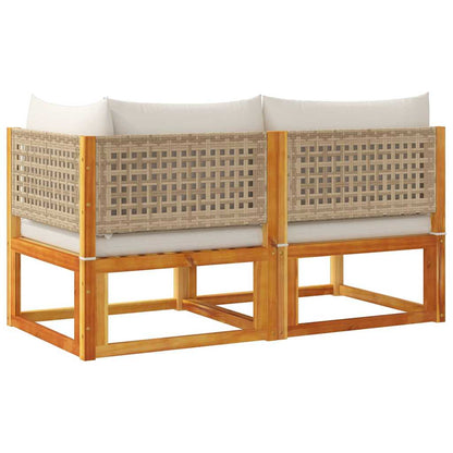 vidaXL Canapé de jardin 2 places avec coussins en bois d'acacia et rotin