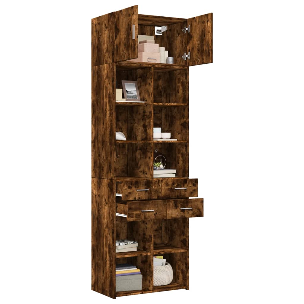 vidaXL Armoire haute chêne fumé 70x42,5x225 cm bois d'ingénierie