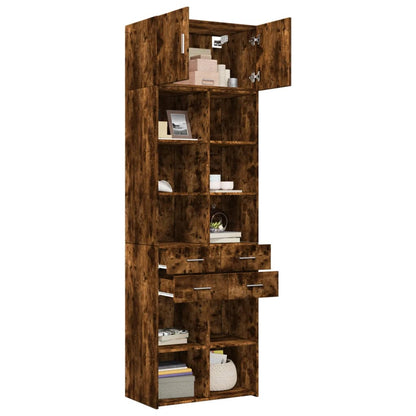 vidaXL Armoire haute chêne fumé 70x42,5x225 cm bois d'ingénierie