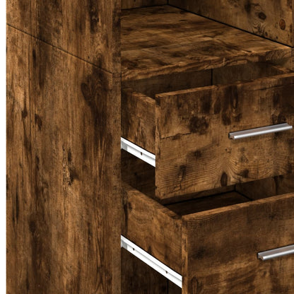 vidaXL Armoire haute chêne fumé 70x42,5x225 cm bois d'ingénierie