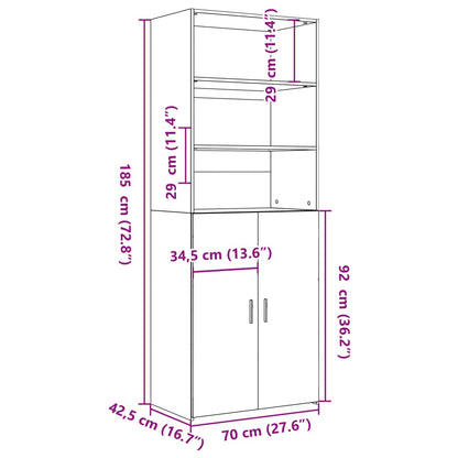 vidaXL Highboard Braun Eichen-Optik 70x42,5x185 cm Holzwerkstoff