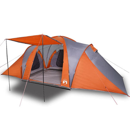 vidaXL Tente dôme familiale 6 personnes Gris et orange Imperméable