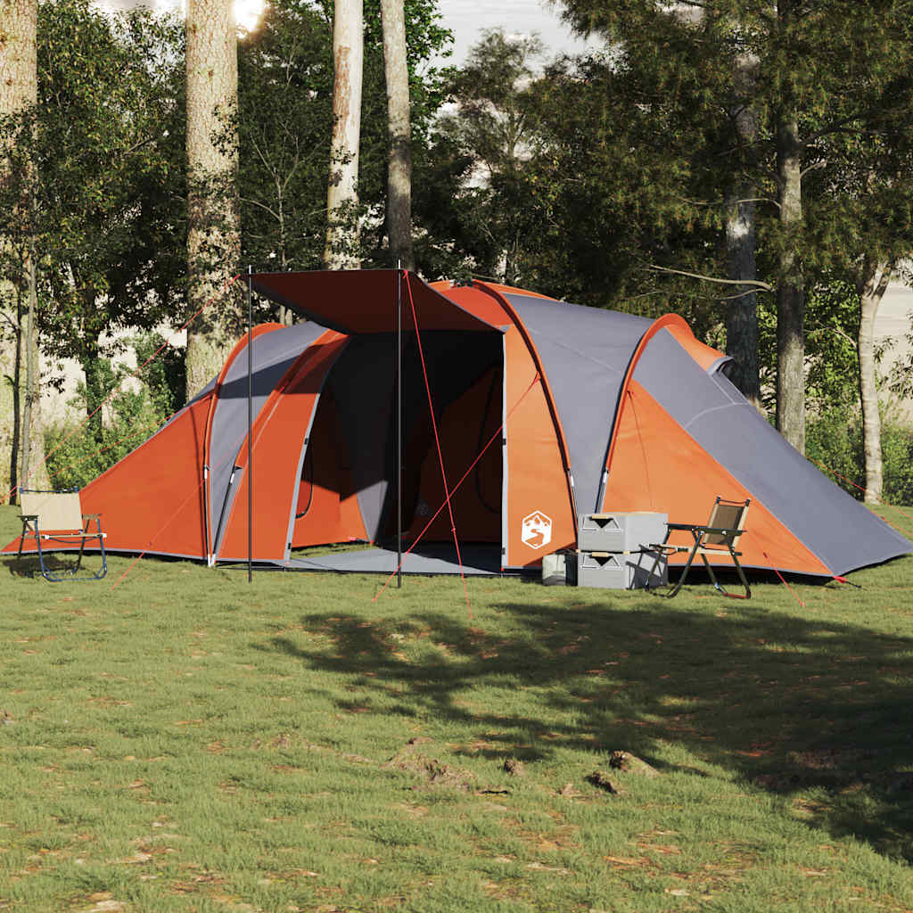 vidaXL Tente dôme familiale 6 personnes Gris et orange Imperméable
