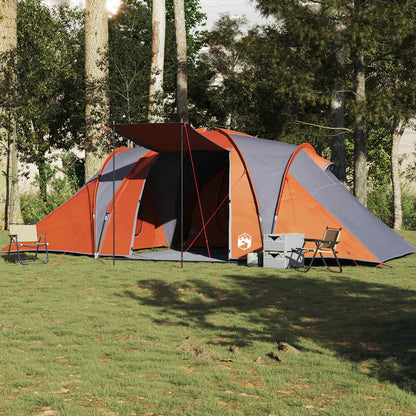 vidaXL Tente dôme familiale 6 personnes Gris et orange Imperméable