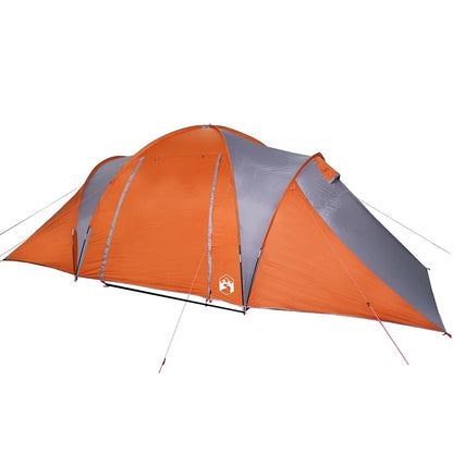 vidaXL Tente dôme familiale 6 personnes Gris et orange Imperméable