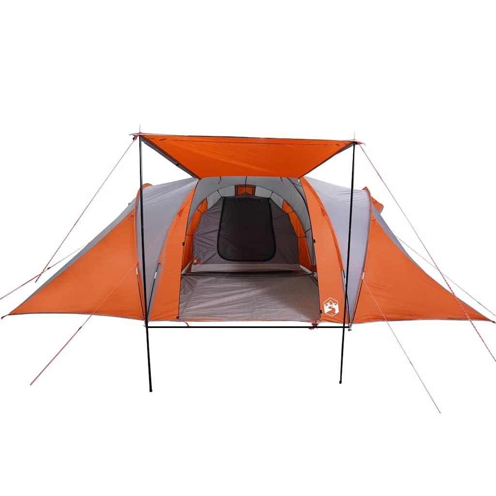 vidaXL Tente dôme familiale 6 personnes Gris et orange Imperméable