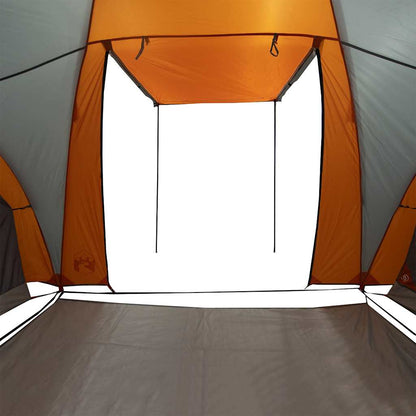 vidaXL Tente dôme familiale 6 personnes Gris et orange Imperméable
