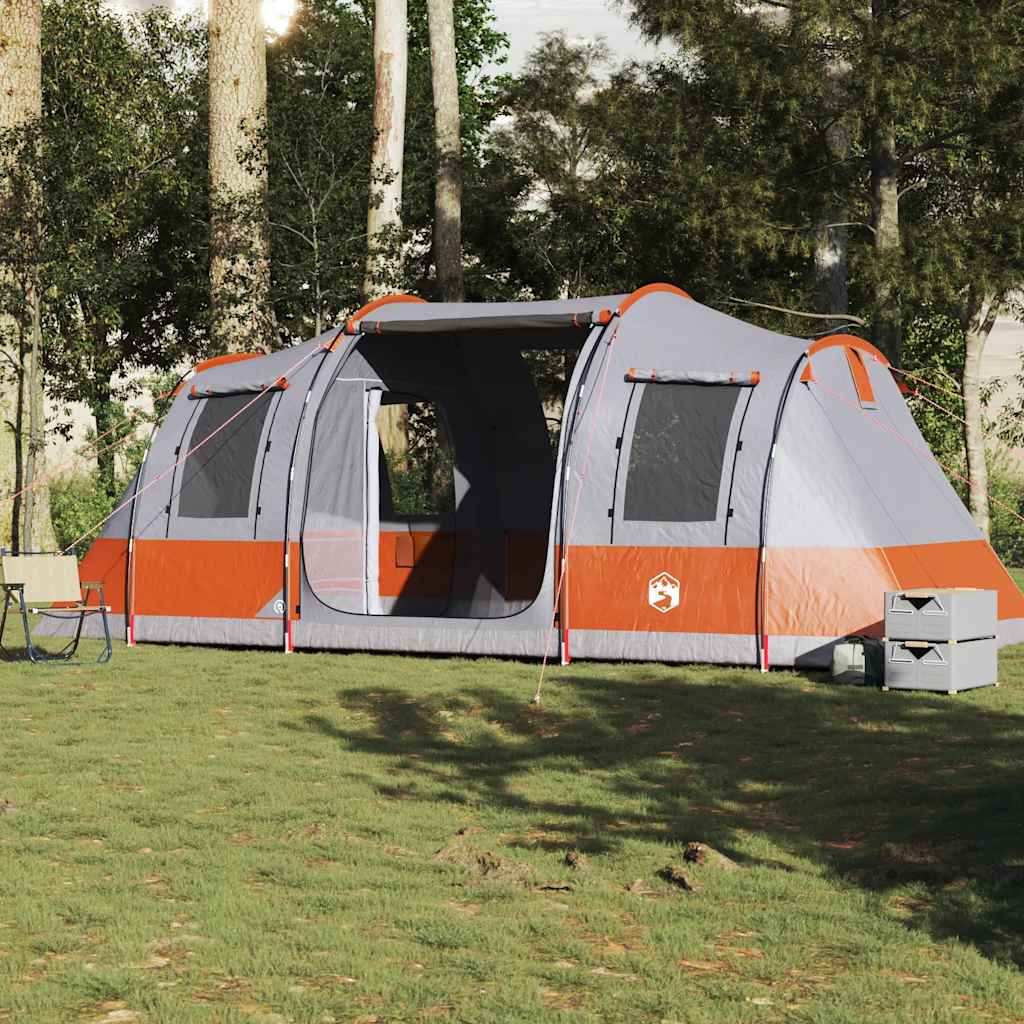 vidaXL Tunnelzelt 4 Personen Grau und Orange Wasserdicht