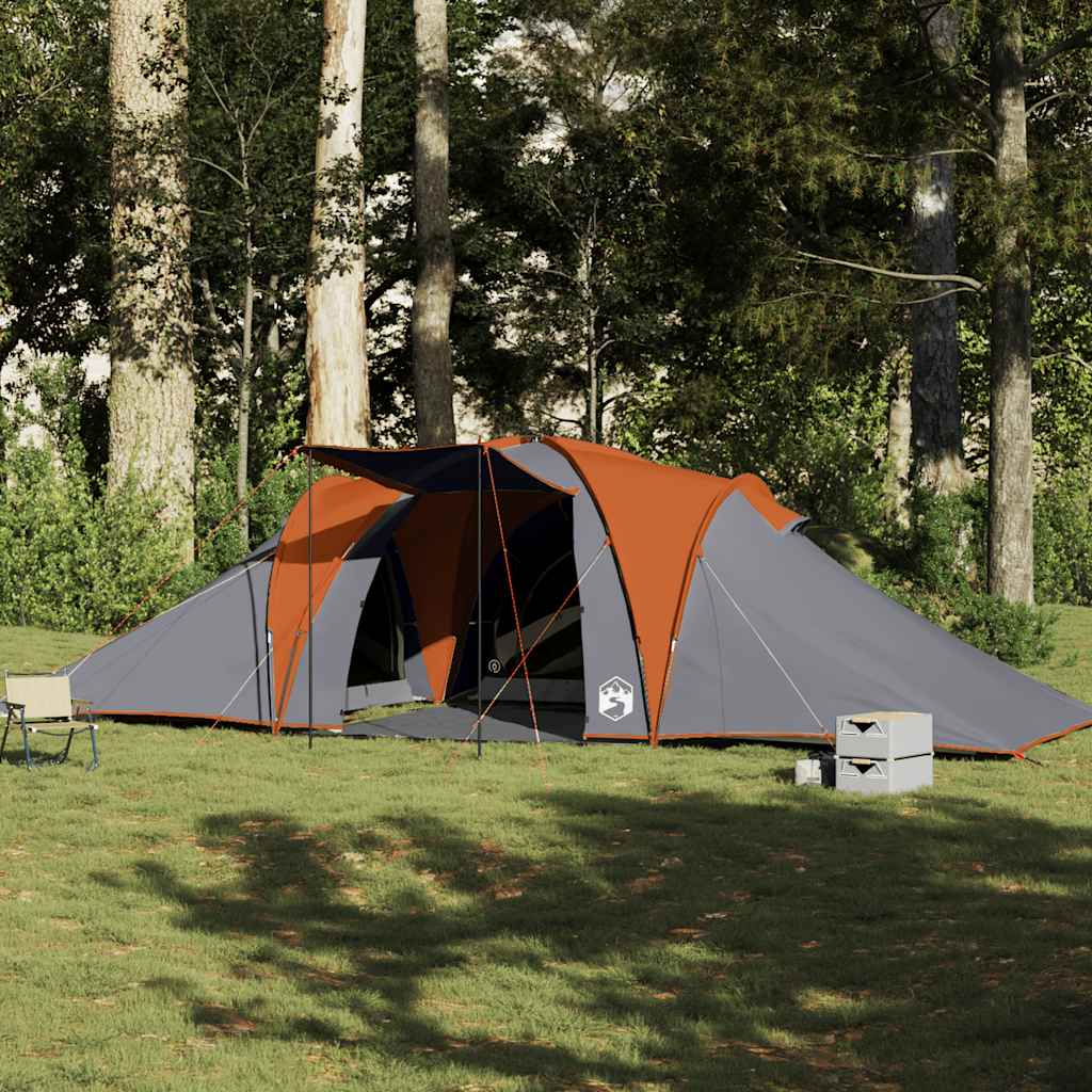 vidaXL Kuppel-Familienzelt 6 Personen Grau und Orange Wasserdicht