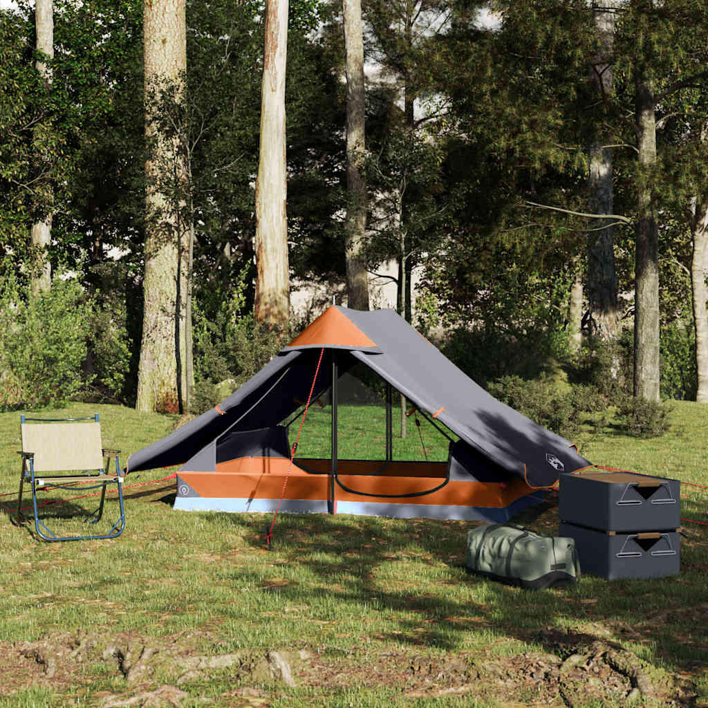 vidaXL Campingzelt 2 Personen Grau Wasserdicht