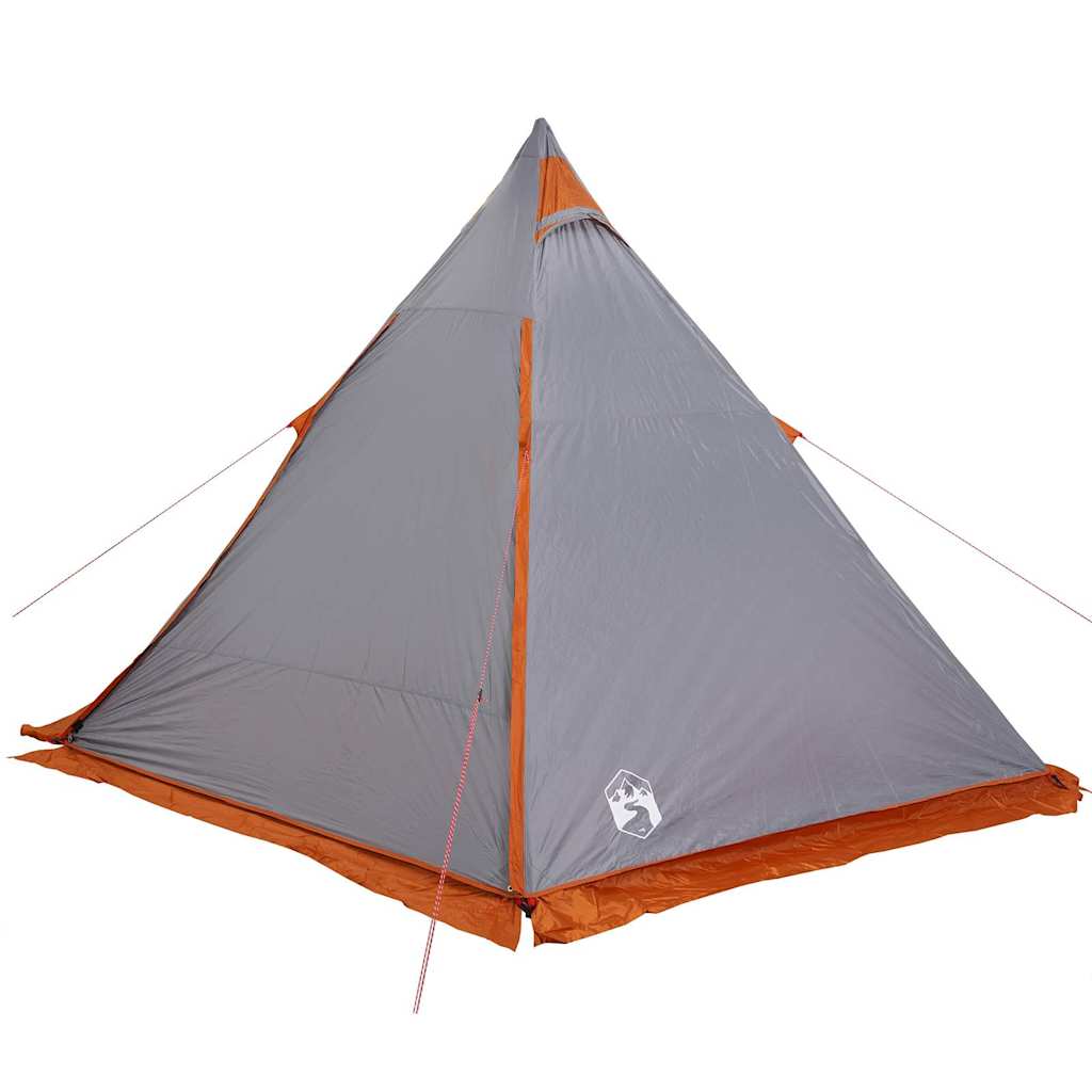 vidaXL Tipi-Familienzelt 6 Personen Grau und Orange Wasserdicht
