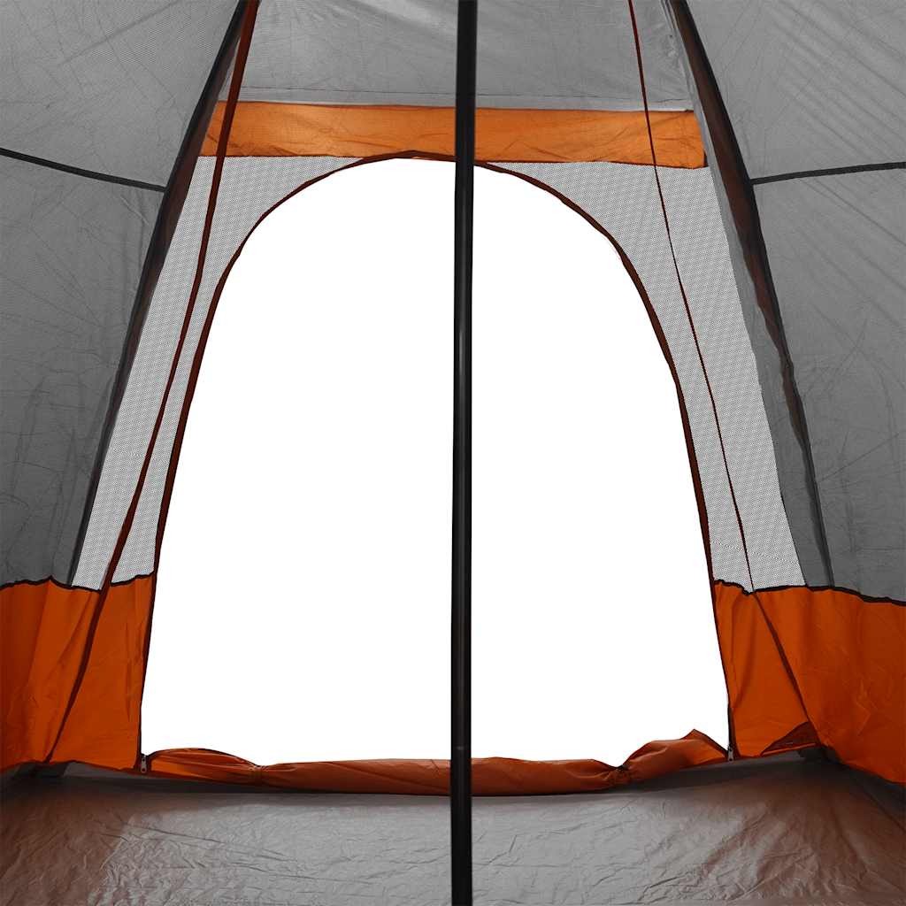 vidaXL Tipi-Familienzelt 6 Personen Grau und Orange Wasserdicht
