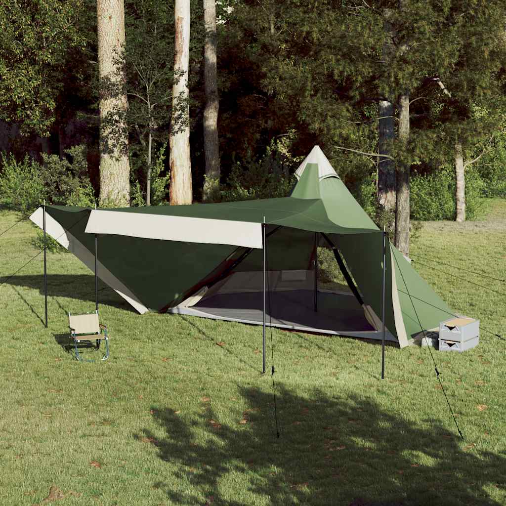 vidaXL Tipi-tente familiale 8 personnes verte étanche