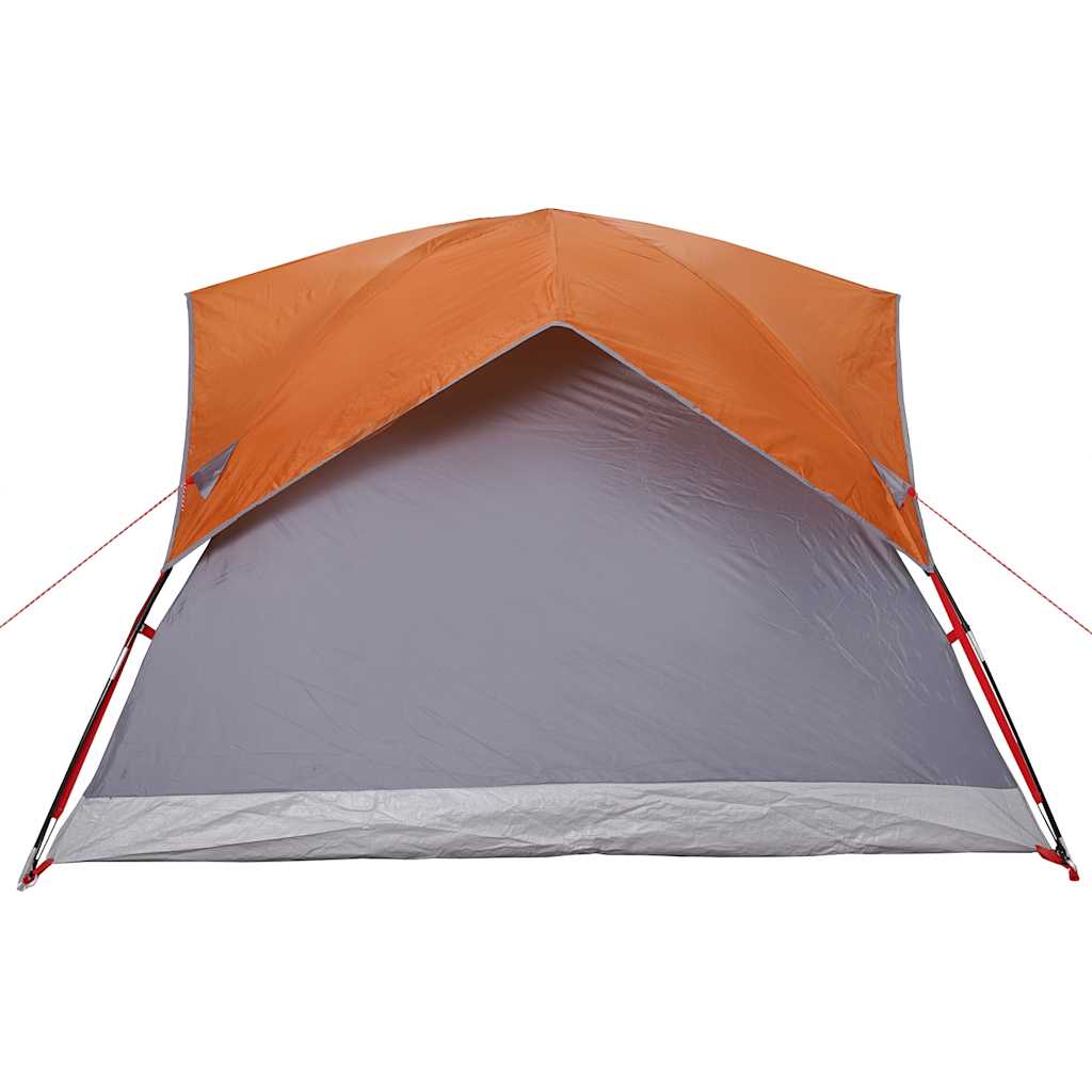 vidaXL Campingzelt 4 Personen Grau und Orange Wasserdicht