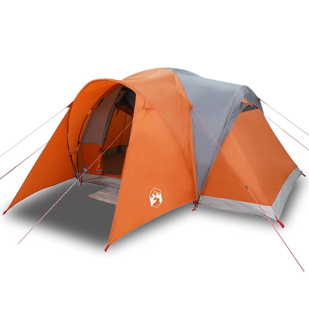 vidaXL Tente dôme familiale 6 personnes gris et orange imperméable