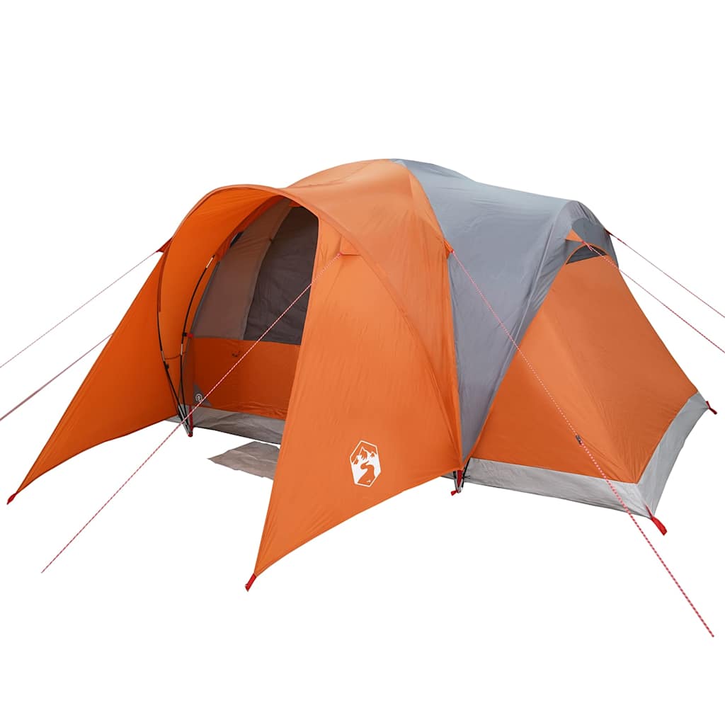 vidaXL Tente dôme familiale 6 personnes gris et orange imperméable