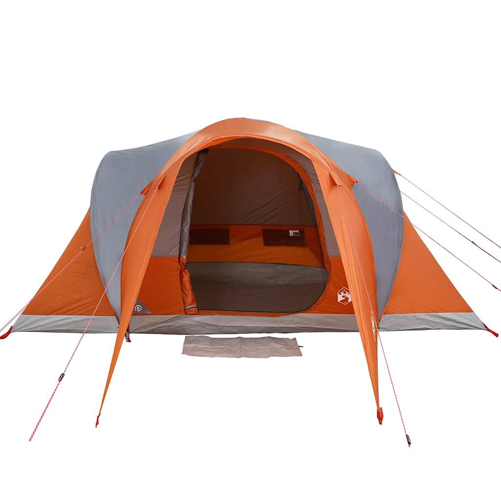 vidaXL Tente dôme familiale 6 personnes gris et orange imperméable