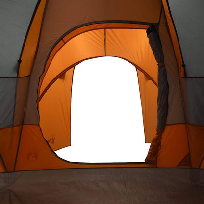 vidaXL Tente dôme familiale 6 personnes gris et orange imperméable