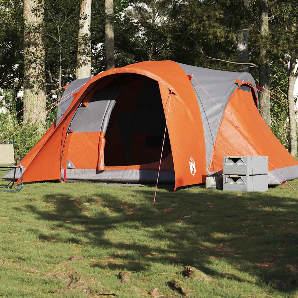 vidaXL Tente dôme familiale 6 personnes gris et orange imperméable