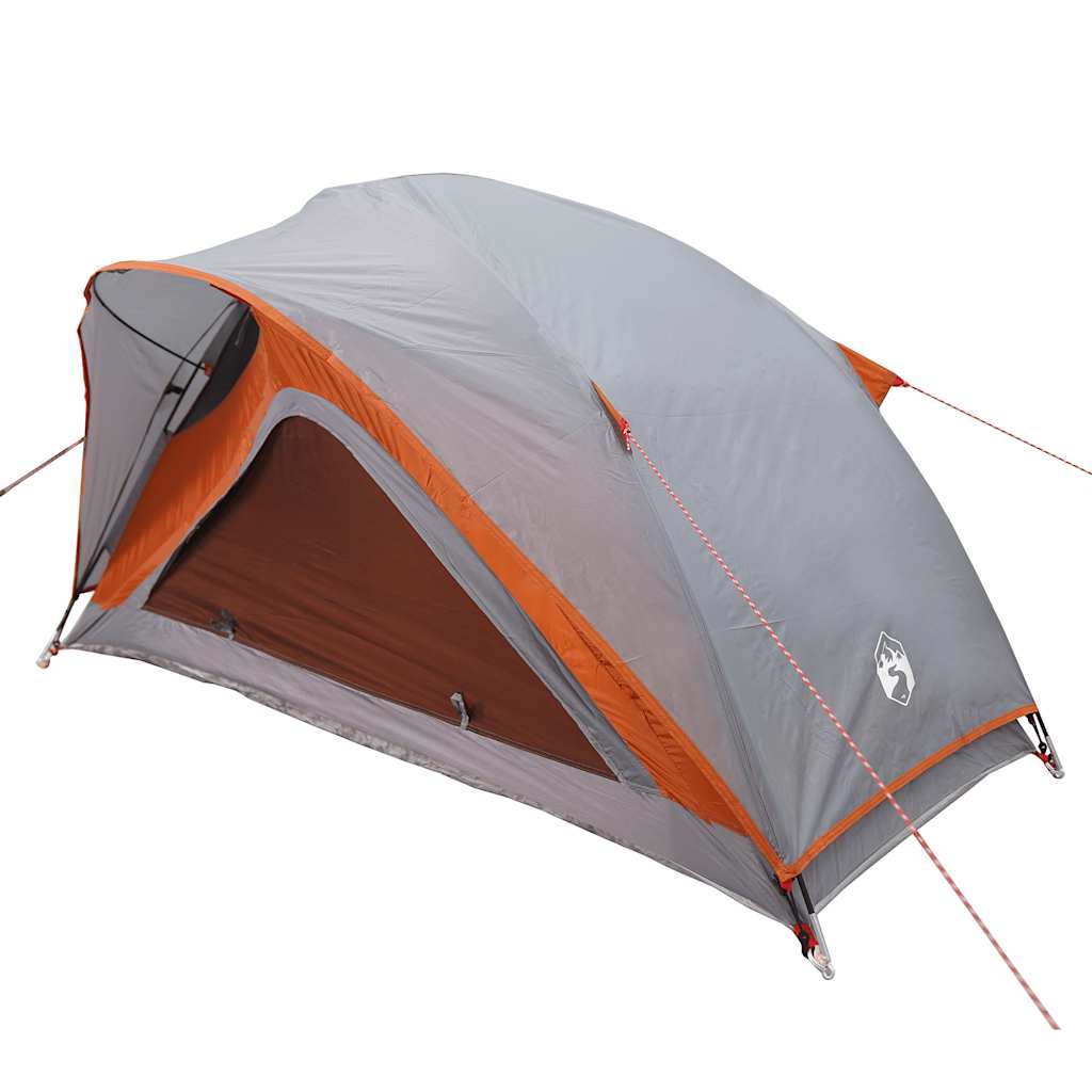 vidaXL Tente de camping 1 personne gris et orange imperméable