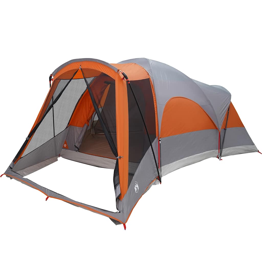 vidaXL Tente tunnel familiale 8 personnes gris et orange étanche