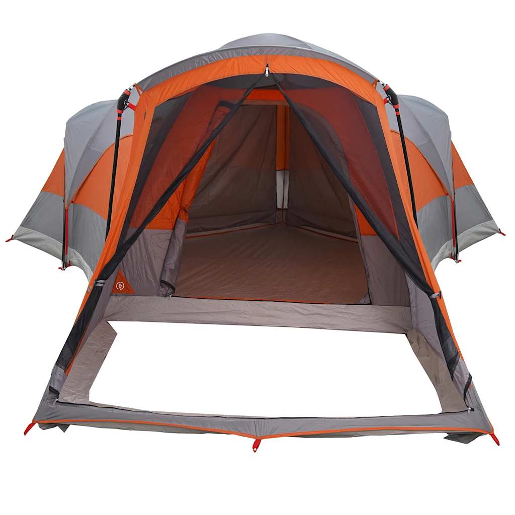 vidaXL Tente tunnel familiale 8 personnes gris et orange étanche
