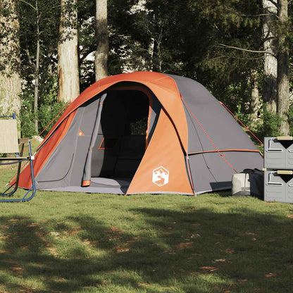 vidaXL Tente de camping 4 personnes gris et orange imperméable