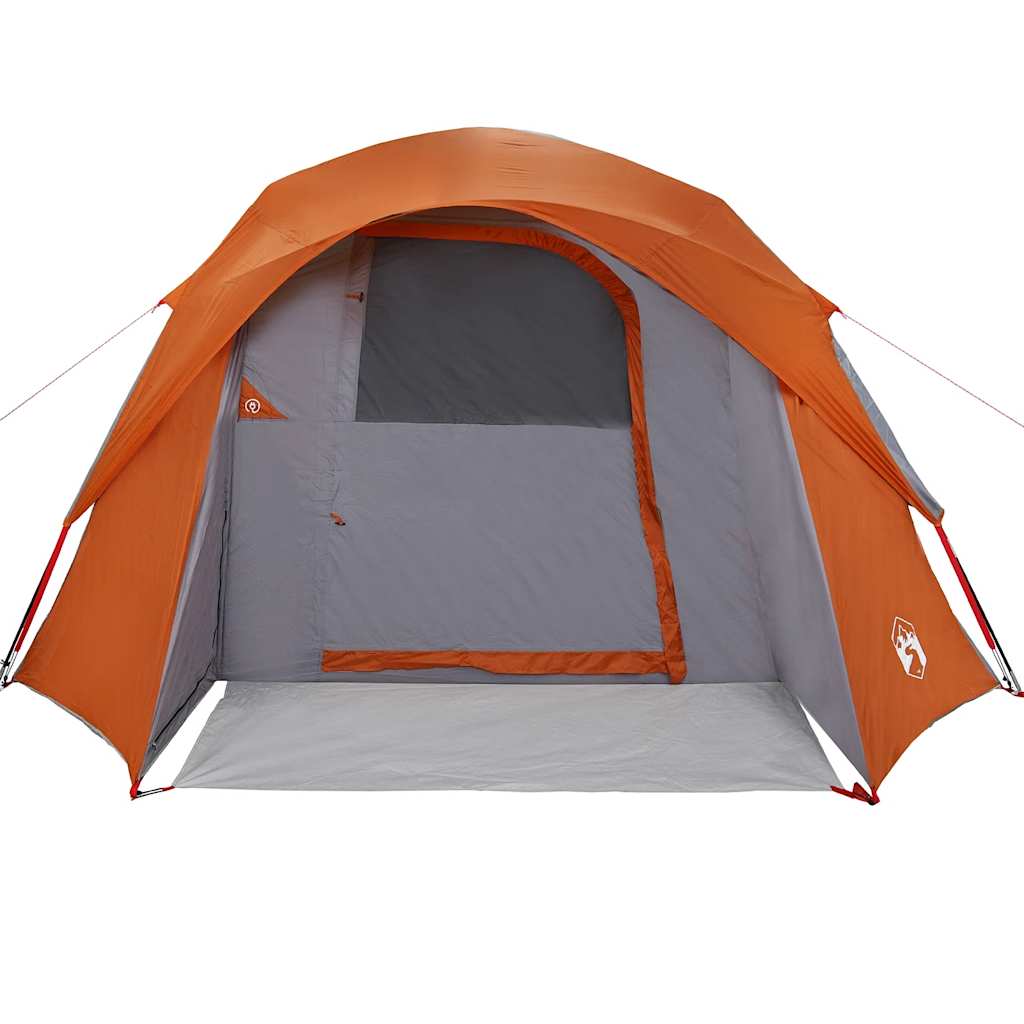 vidaXL Tente de camping 4 personnes gris et orange imperméable
