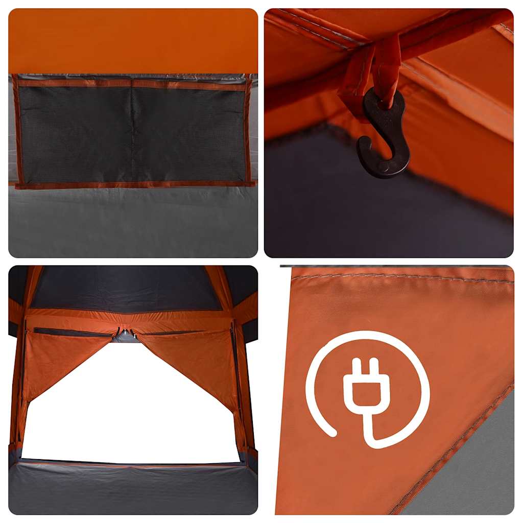 vidaXL Tente familiale pour 6 personnes Gris et orange Imperméable