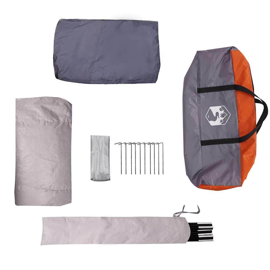 vidaXL Tente familiale pour 6 personnes Gris et orange Imperméable
