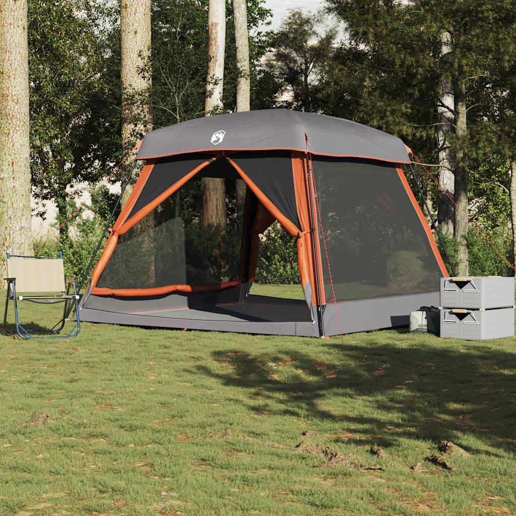 vidaXL Tente familiale pour 6 personnes Gris et orange Imperméable