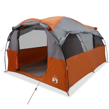 vidaXL Tente tunnel familiale 6 personnes gris et orange imperméable