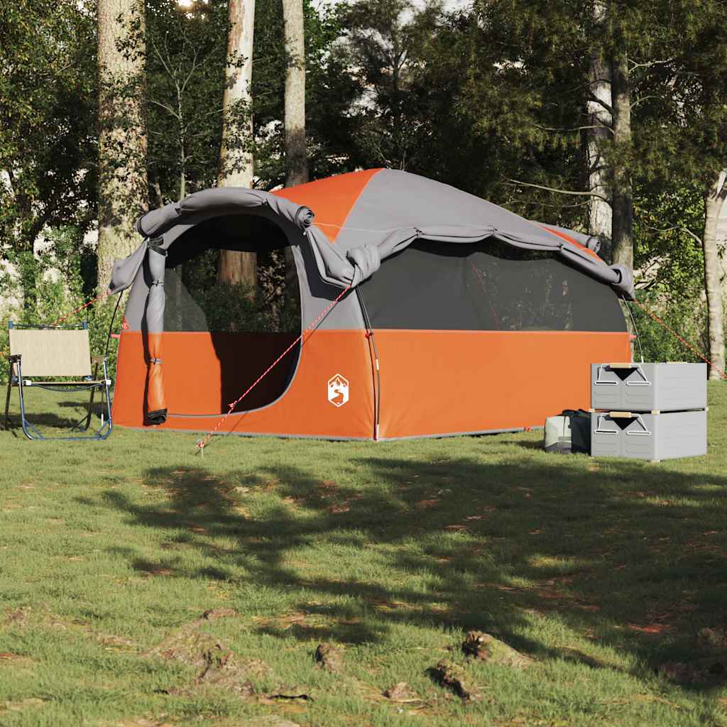 vidaXL Tente tunnel familiale 6 personnes gris et orange imperméable