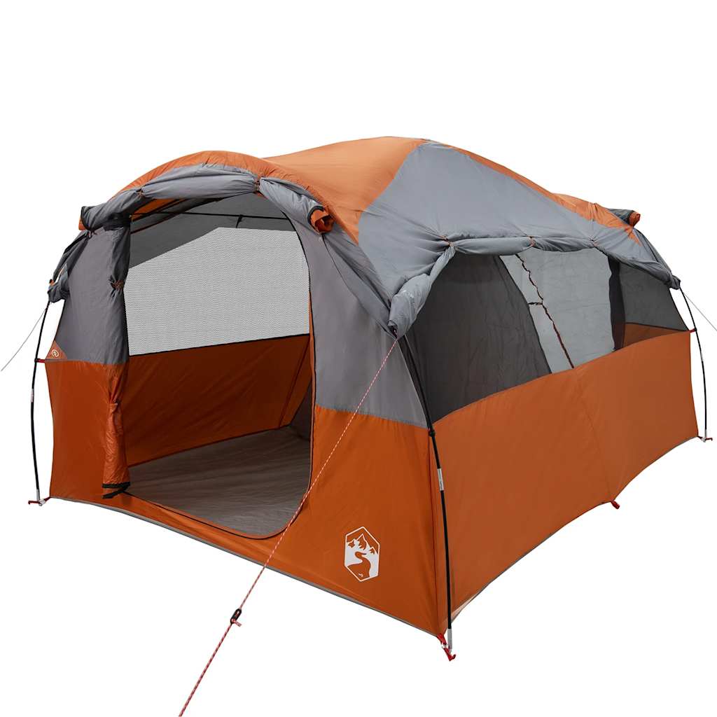 vidaXL Tente tunnel familiale 6 personnes gris et orange imperméable