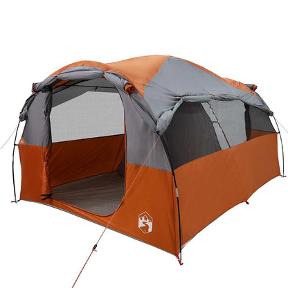 vidaXL Tente tunnel familiale 6 personnes gris et orange imperméable