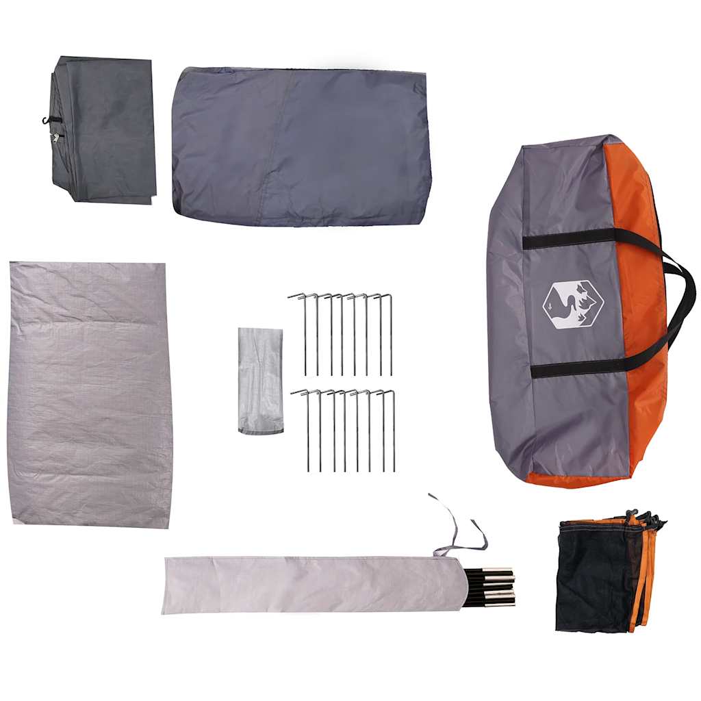 vidaXL Tente tunnel familiale 6 personnes gris et orange imperméable