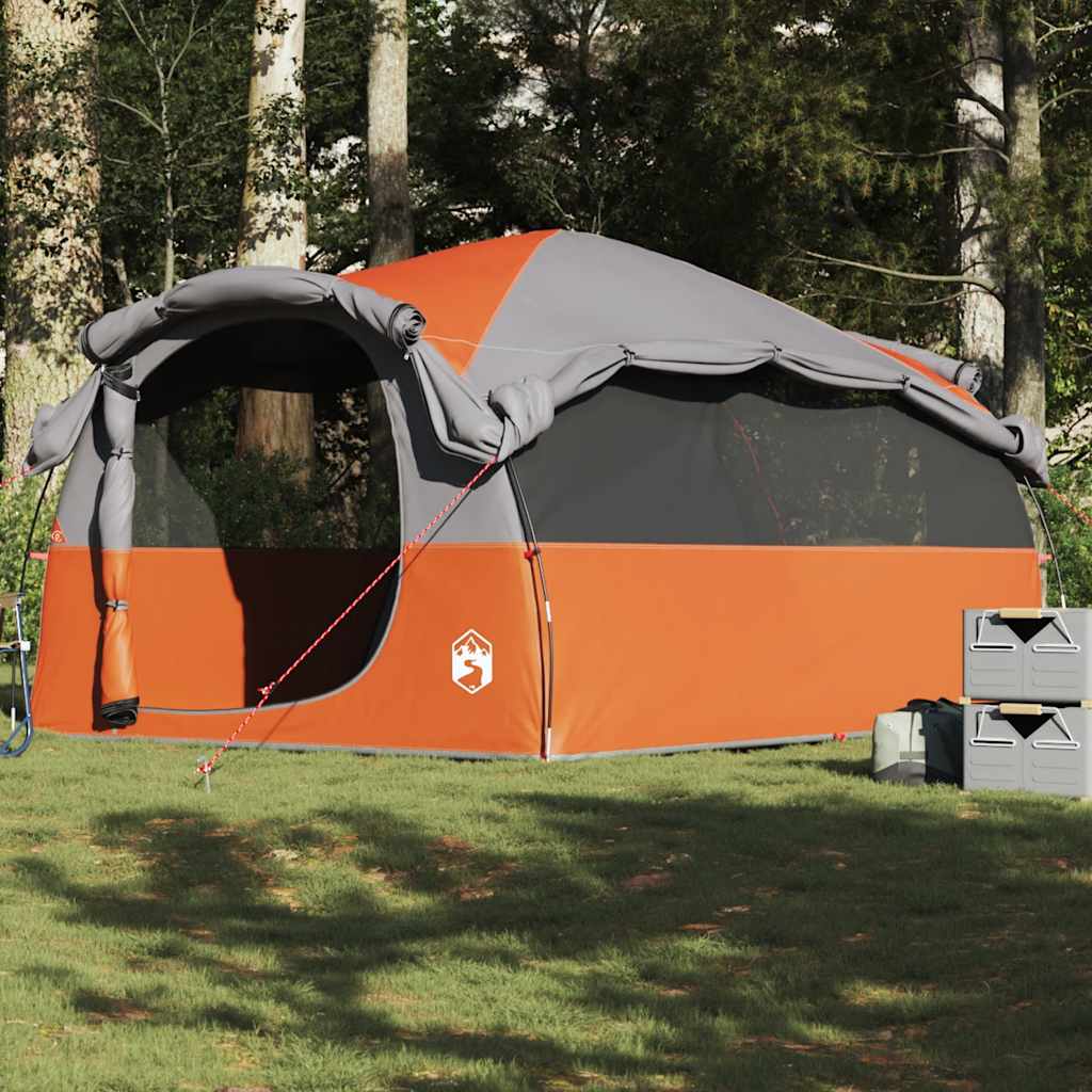 vidaXL Tente tunnel familiale 6 personnes gris et orange imperméable