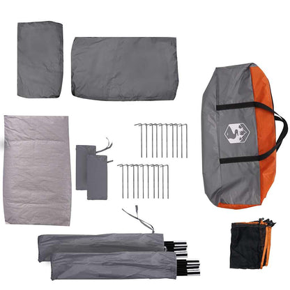 vidaXL Tente de camping 5 personnes gris et orange imperméable