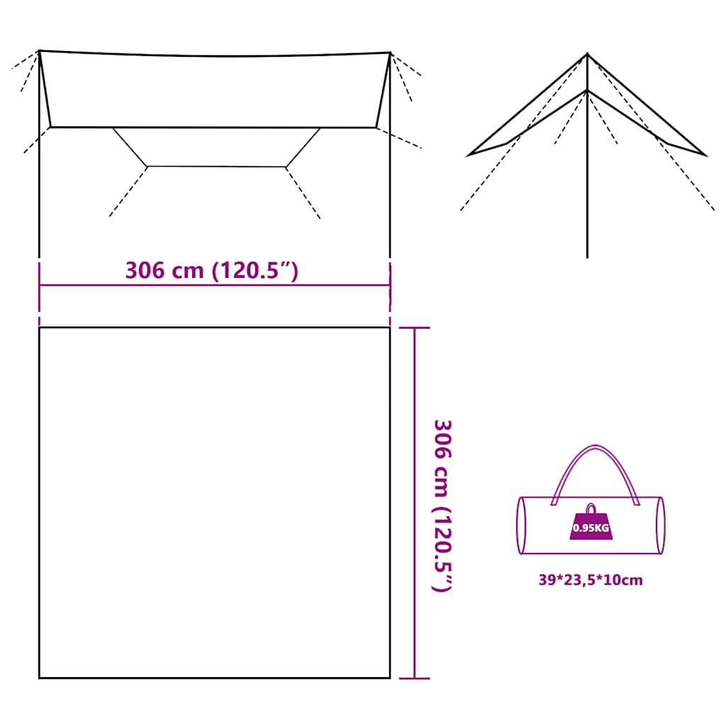 vidaXL Bâche Vert olive 306x306 cm Imperméable