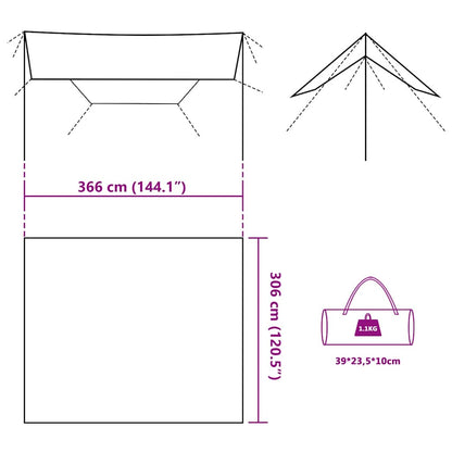 vidaXL Bâche marron 366 x 306 cm Imperméable