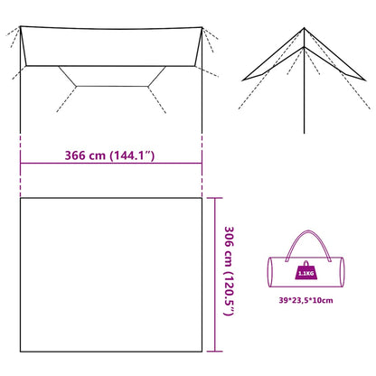 vidaXL Tarp Tarnmuster 366x306 cm Wasserdicht
