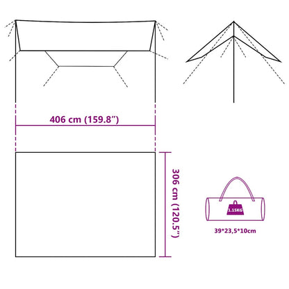 vidaXL Bâche olive 406x306 cm Imperméable
