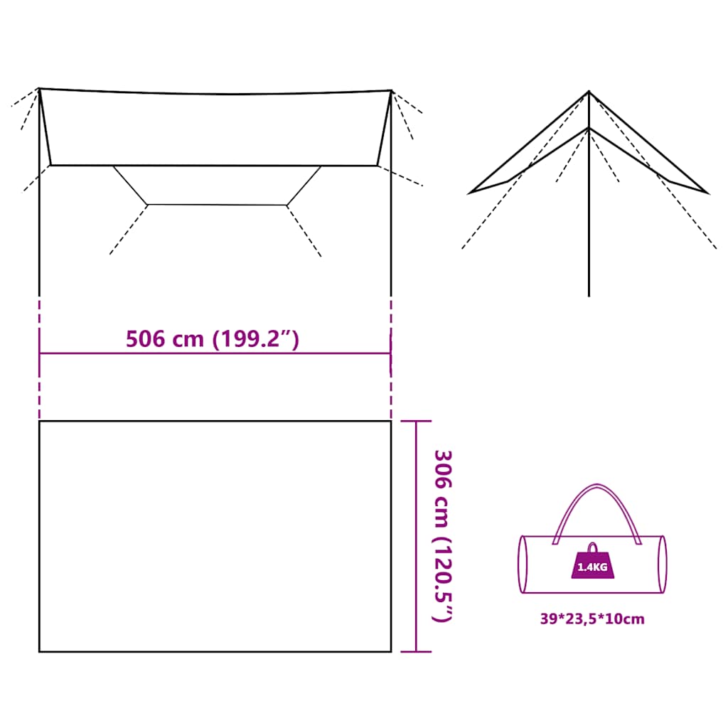 vidaXL Tarp Braun 506x306 cm Wasserdicht