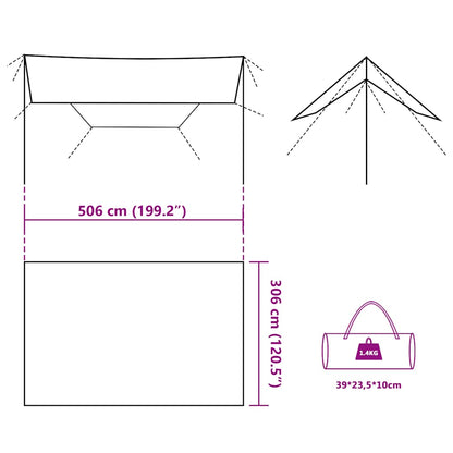 vidaXL Tarp Braun 506x306 cm Wasserdicht