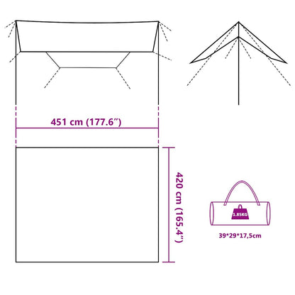 vidaXL Tarp Braun 451x420 cm Wasserdicht
