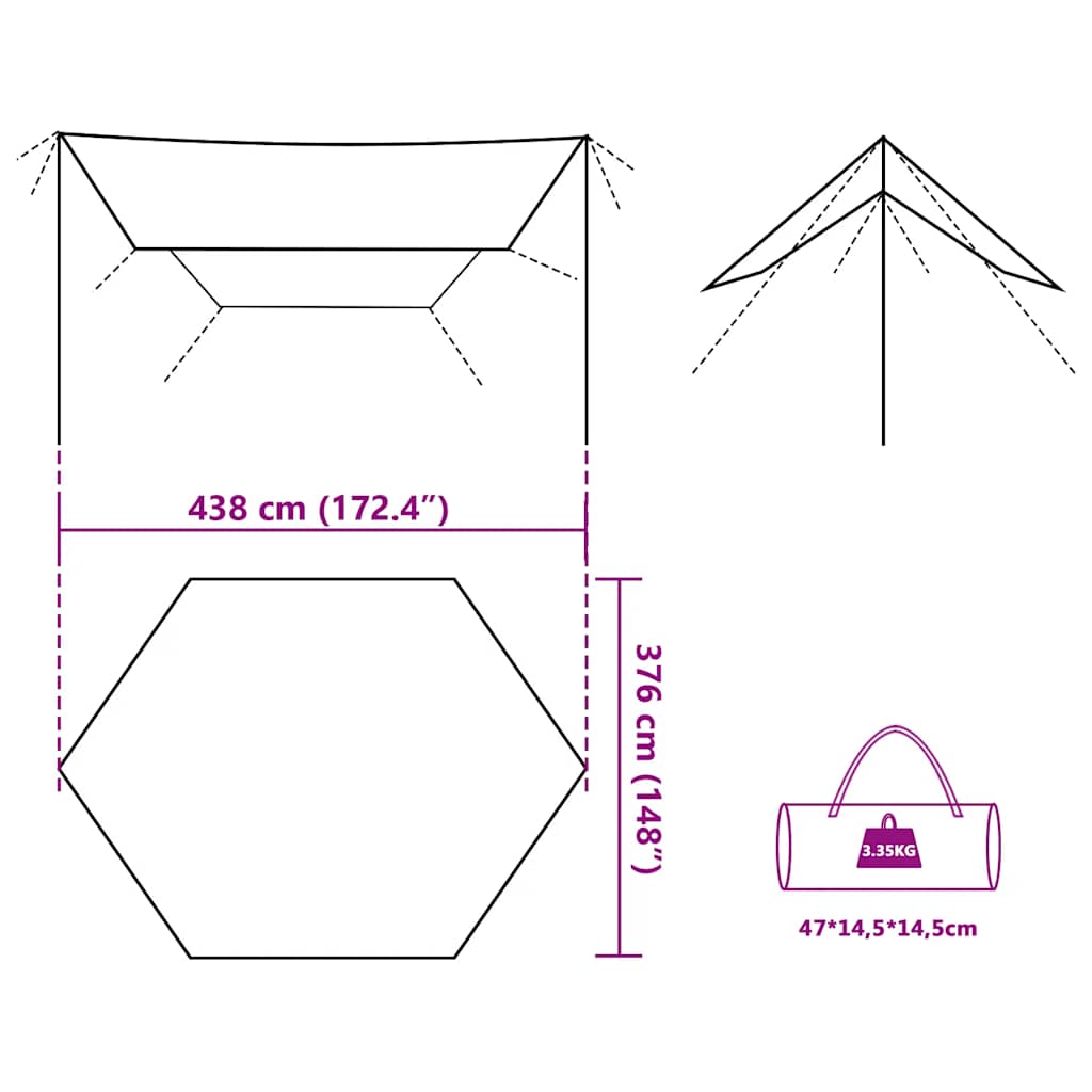 vidaXL Tarp Braun 438x376x212 cm Wasserdicht