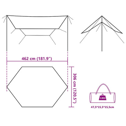 vidaXL Tarp camouflage 462x306x211 cm imperméable