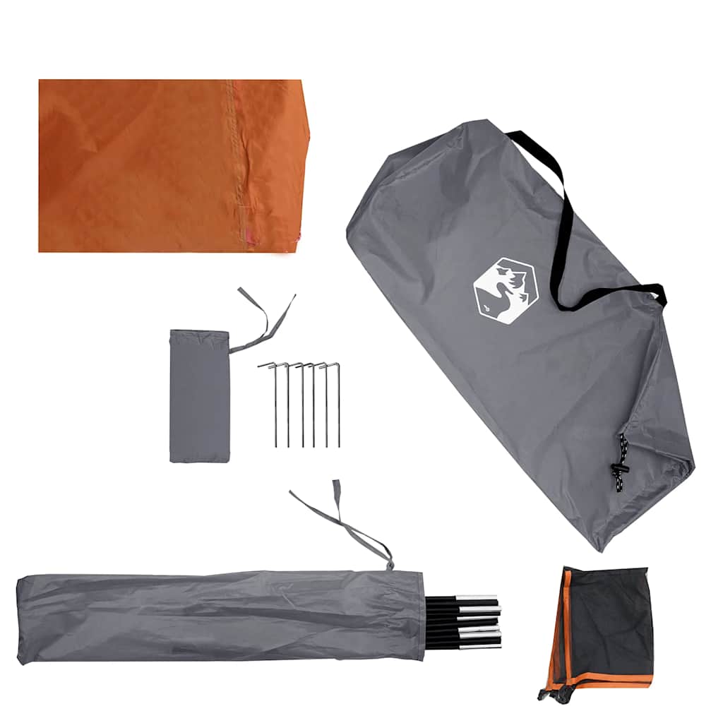 Camping-Windschutz Grau und Orange 490x123 cm Wasserdicht