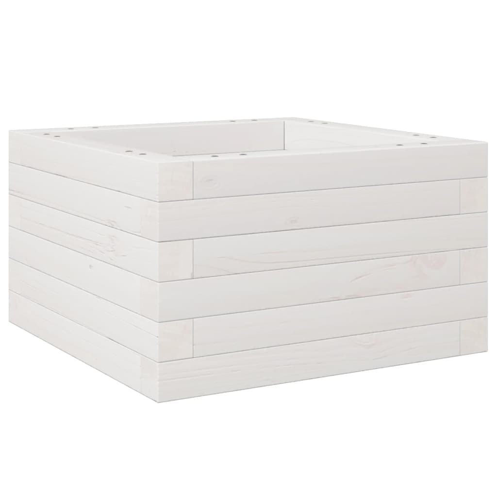 vidaXL Pflanzkübel Weiß 40x40x23 cm Massivholz Kiefer